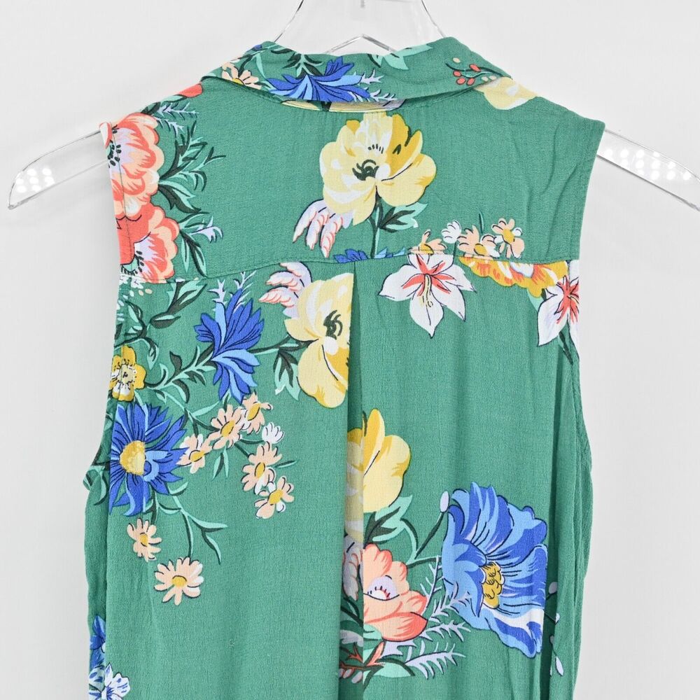ANTHROPOLOGIE Dress Size 2 Maeve Rory Green Floral Sleeveless‎ Button Front Midi - Picture 6 of 12